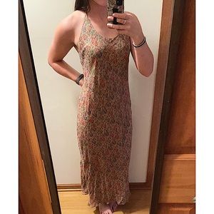 Lauren Ralph Lauren 90s Silk Boho Slip Maxi Dress w/ Halter Top